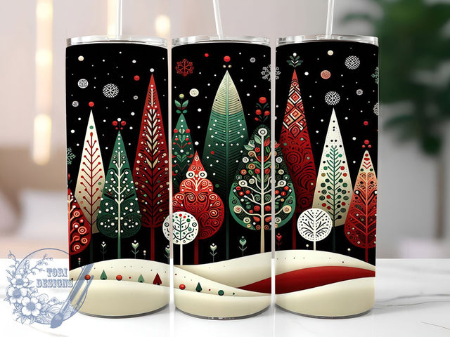 Snowy Christmas Forest Scene Tumbler, Snowflake Winter Art, Holiday Christmas Tree, 20Oz Wrap Design, Christmas Sublimation, Winter Forest Theme, Festive Snowy Pattern Sublimation ToriDesigns 