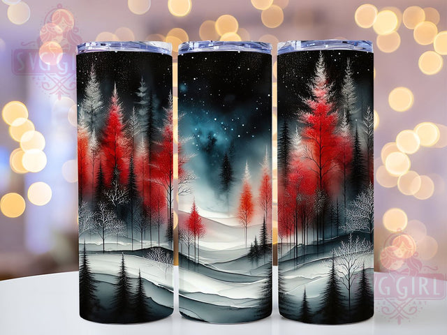 Snowy Christmas Forest Tumbler, Snowflake Forest Art, Winter Forest Tumbler, 20Oz Wrap Design, Christmas Sublimation, Snowy Forest Scene, Holiday Winter Design Sublimation SvggirlplusArt 