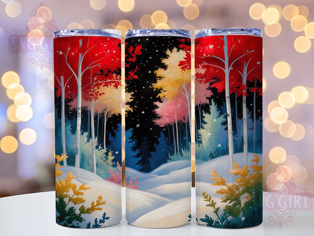 Snowy Christmas Forest Tumbler, Snowflake Forest Art, Winter Forest Tumbler, 20Oz Wrap Design, Christmas Sublimation, Snowy Forest Scene, Holiday Winter Design Sublimation SvggirlplusArt 