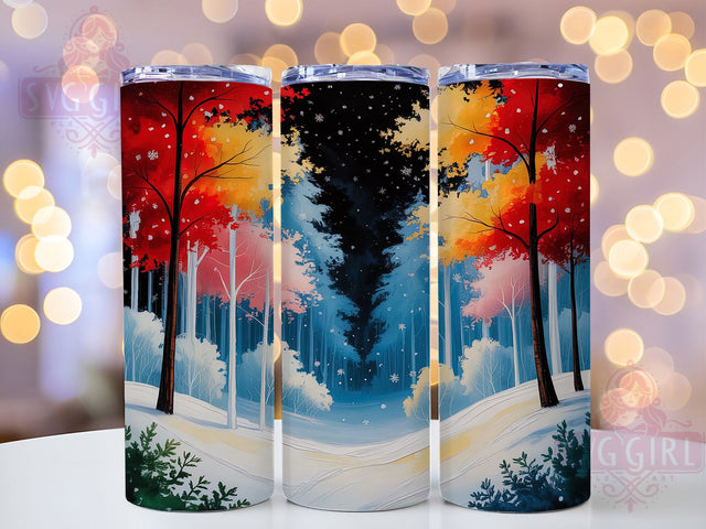 Snowy Christmas Forest Tumbler, Snowflake Forest Art, Winter Forest Tumbler, 20Oz Wrap Design, Christmas Sublimation, Snowy Forest Scene, Holiday Winter Design Sublimation SvggirlplusArt 