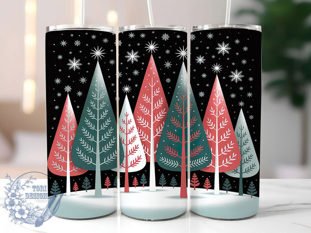 Snowy Christmas Forest Tumbler, Snowflake Holiday Wrap, Festive Winter Sublimation Design, Evergreen Forest Cup, 20Oz Skinny Tumbler Wrap, Rustic Christmas Mug, Snowy Holiday Design Sublimation ToriDesigns 