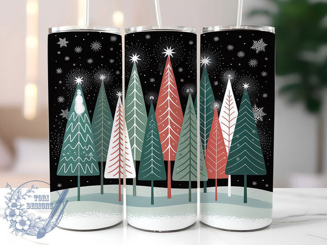 Snowy Christmas Forest Tumbler, Snowflake Holiday Wrap, Festive Winter Sublimation Design, Evergreen Forest Cup, 20Oz Skinny Tumbler Wrap, Rustic Christmas Mug, Snowy Holiday Design Sublimation ToriDesigns 