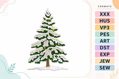 Snowy Christmas Tree with Lights Embroidery Design Embroidery/Applique DESIGNS sg embroidery 