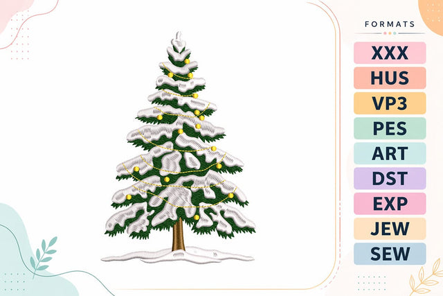 Snowy Christmas Tree with Lights Embroidery Design Embroidery/Applique DESIGNS sg embroidery 