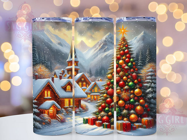 Snowy Christmas Village Winter Tumbler, Winter Wonderland Wrap, Holiday Sublimation Design, Festive Village Cup, 20Oz Skinny Tumbler Wrap, Snowy Christmas Mug, Winter Scene Design Sublimation SvggirlplusArt 