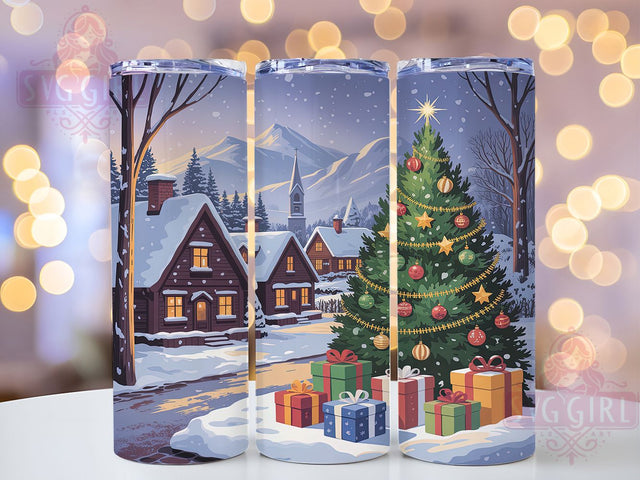 Snowy Christmas Village Winter Tumbler, Winter Wonderland Wrap, Holiday Sublimation Design, Festive Village Cup, 20Oz Skinny Tumbler Wrap, Snowy Christmas Mug, Winter Scene Design Sublimation SvggirlplusArt 