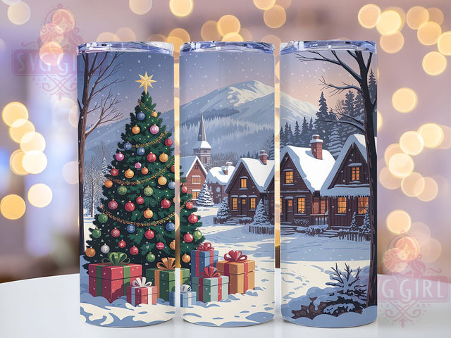 Snowy Christmas Village Winter Tumbler, Winter Wonderland Wrap, Holiday Sublimation Design, Festive Village Cup, 20Oz Skinny Tumbler Wrap, Snowy Christmas Mug, Winter Scene Design Sublimation SvggirlplusArt 