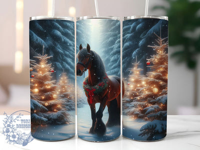 Snowy Christmas Winter Horse Tumbler, Christmas Horse Design, 20Oz Sublimation, Snowy Holiday Tumbler, Festive Horse Printable, Winter Wonderland Wrap, Christmas Season Design Sublimation ToriDesigns 