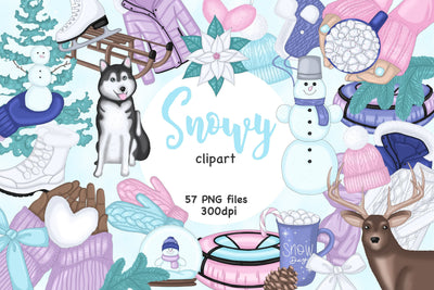 Snowy Clipart PNG | Winter Sports Clipart SVG GlamArtZhanna 
