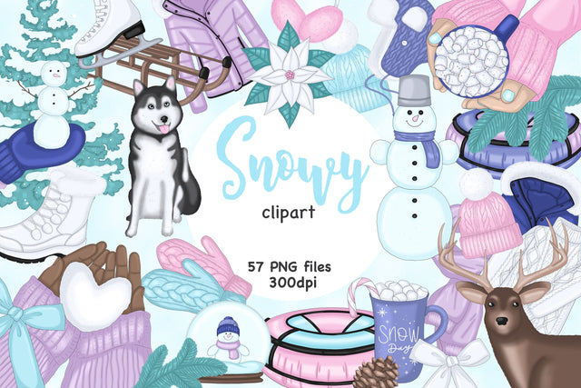 Snowy Clipart PNG | Winter Sports Clipart SVG GlamArtZhanna 