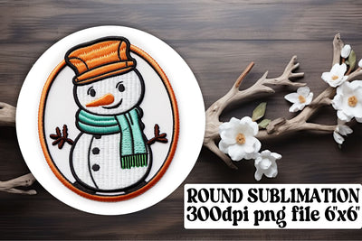 Snowy Holiday 3D Embroidered Circle Sublimation Graphics Sublimation afrosvg 