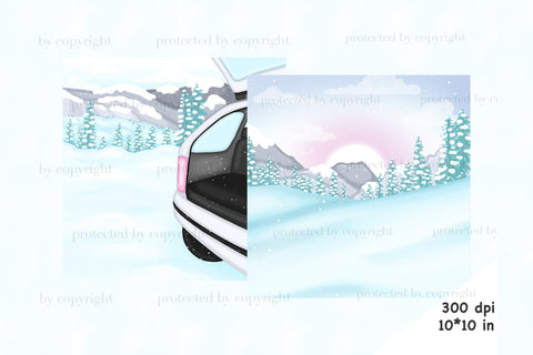 Snowy Landscape Clipart | Winter Forest Illustration SVG GlamArtZhanna 