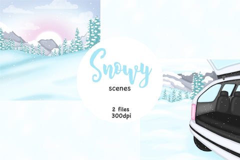 Snowy Landscape Clipart | Winter Forest Illustration SVG GlamArtZhanna 