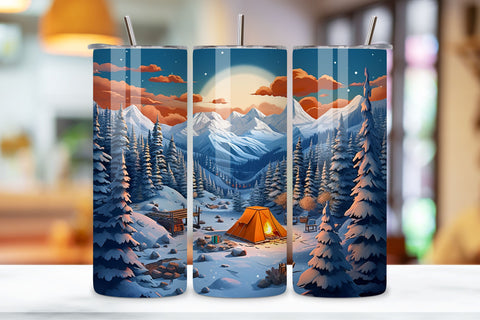 Snowy Mountain Retreat Tumbler Wrap | tumbler sublimation Sublimation FloridPrintables 