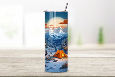 Snowy Mountain Retreat Tumbler Wrap | tumbler sublimation Sublimation FloridPrintables 