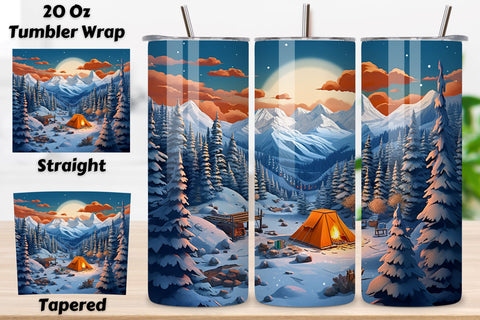 Snowy Mountain Retreat Tumbler Wrap | tumbler sublimation Sublimation FloridPrintables 