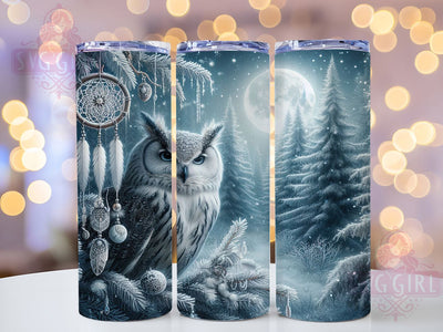Snowy Owl Dreamcatcher Tumbler, Dreamcatcher Sublimation Design, Winter Owl Art, 20oz Holiday Tumbler, Whimsical Owl Mug, Elegant Dreamcatcher Cup, Festive Winter Wrap Sublimation SvggirlplusArt 