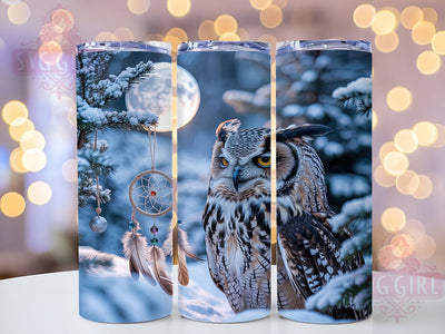 Snowy Owl Dreamcatcher Tumbler, Dreamcatcher Sublimation Design, Winter Owl Art, 20oz Holiday Tumbler, Whimsical Owl Mug, Elegant Dreamcatcher Cup, Festive Winter Wrap Sublimation SvggirlplusArt 