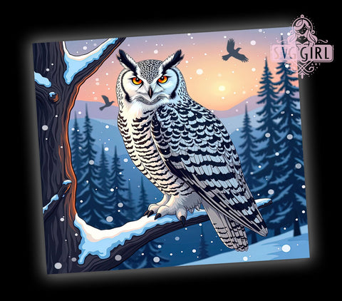 Snowy Owl Tumbler Wrap, 20oz Sublimation Design, Digital Download PNG, Winter Owl Decor, Cute Owl Tumbler, Owl Print for Tumblers, Holiday Tumbler Wrap Sublimation SvggirlplusArt 