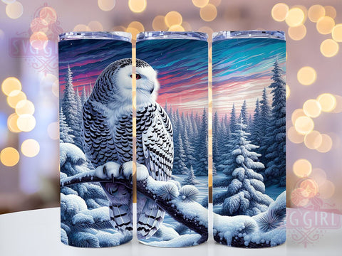 Snowy Owl Tumbler Wrap, 20oz Sublimation Design, Digital Download PNG, Winter Owl Decor, Cute Owl Tumbler, Owl Print for Tumblers, Holiday Tumbler Wrap Sublimation SvggirlplusArt 