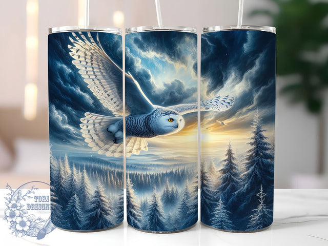 Snowy Owl Winter 20oz Tumbler, Winter Bird Sublimation PNG, Country Snow Design, 20oz Owl Wrap, Rustic Bird PNG, Nature Inspired Tumbler, Elegant Snowy Owl Sublimation Sublimation ToriDesigns 