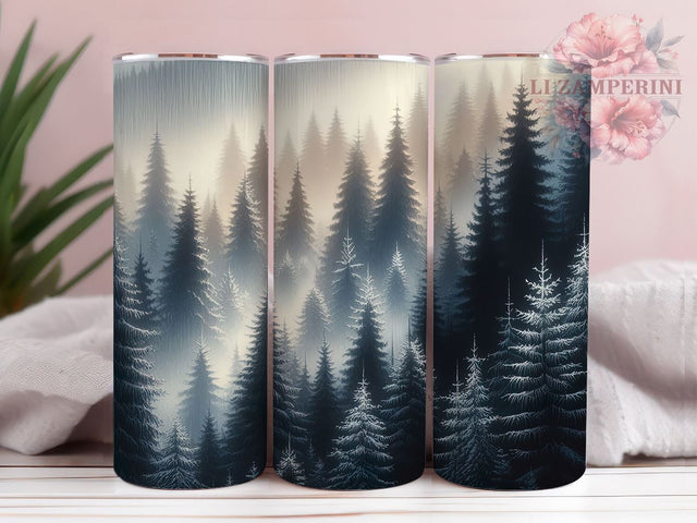 Snowy Pine Tumbler, Winter Landscape Design, Nature Drinkware, 20oz Tumbler, Sublimation Wrap, Forest Decor, Outdoor Gifts Sublimation Li Zamperini 