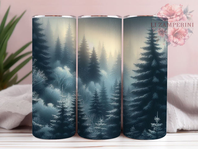 Snowy Pine Tumbler, Winter Landscape Design, Nature Drinkware, 20oz Tumbler, Sublimation Wrap, Forest Decor, Outdoor Gifts Sublimation Li Zamperini 