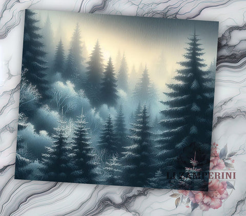 Snowy Pine Tumbler, Winter Landscape Design, Nature Drinkware, 20oz Tumbler, Sublimation Wrap, Forest Decor, Outdoor Gifts Sublimation Li Zamperini 