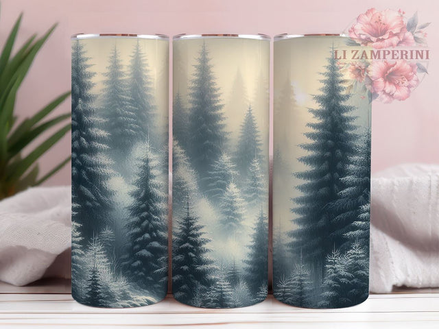 Snowy Pine Tumbler, Winter Landscape Design, Nature Drinkware, 20oz Tumbler, Sublimation Wrap, Forest Decor, Outdoor Gifts Sublimation Li Zamperini 