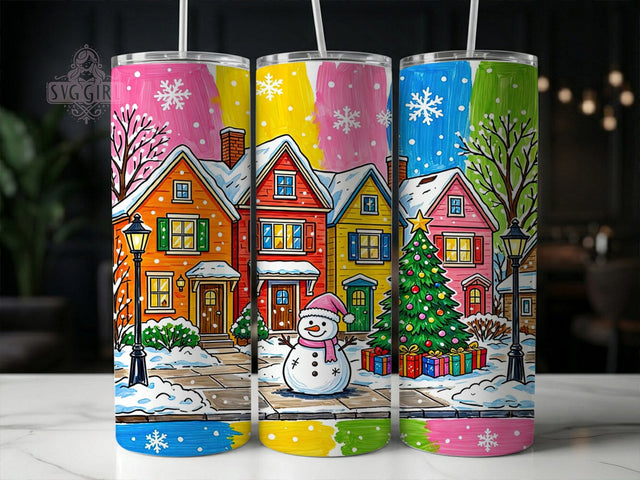 Snowy Village Snowman 20oz Tumbler, Snowy Village Snowman, Snowy Village, Snowman Tumbler, Village Tumbler, 20oz Tumbler, Winter Tumbler, Tumbler Wrap Sublimation SvggirlplusArt 