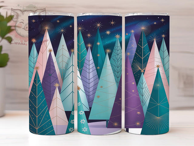Snowy Winter Christmas Forest Tumbler, Christmas Tree Wrap, 20oz Tumbler Sublimation, Seamless Holiday Pattern, Snowy Woodland Design, Festive Forest Tumbler, Evergreen Christmas Sublimation Sublimation Lara' s Designs 