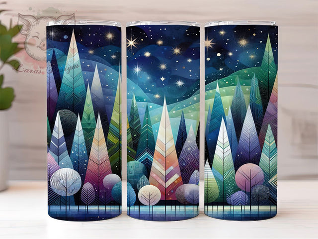 Snowy Winter Christmas Forest Tumbler, Christmas Tree Wrap, 20oz Tumbler Sublimation, Seamless Holiday Pattern, Snowy Woodland Design, Festive Forest Tumbler, Evergreen Christmas Sublimation Sublimation Lara' s Designs 
