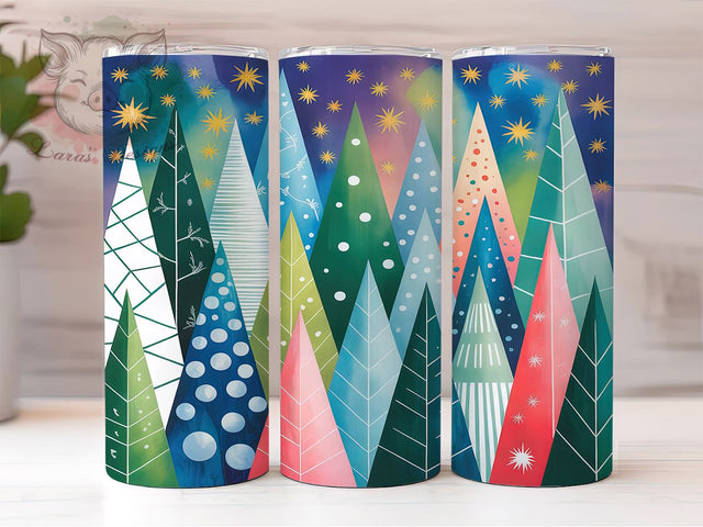 Snowy Winter Christmas Forest Tumbler, Christmas Tree Wrap, 20oz Tumbler Sublimation, Seamless Holiday Pattern, Snowy Woodland Design, Festive Forest Tumbler, Evergreen Christmas Sublimation Sublimation Lara' s Designs 