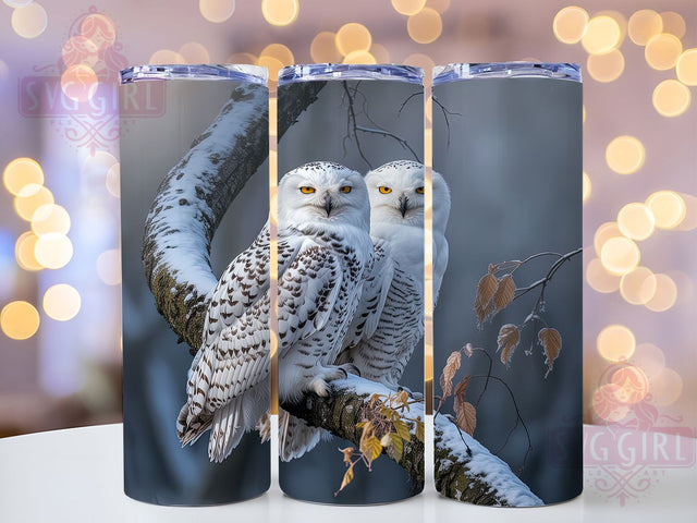 Snowy Winter Owl Tumbler, Winter Owl Wrap, 20oz Tumbler Sublimation, Woodland Bird Design, Frosty Animal Sublimation, Cozy Winter Tumbler, Arctic Owl Wrap Sublimation SvggirlplusArt 