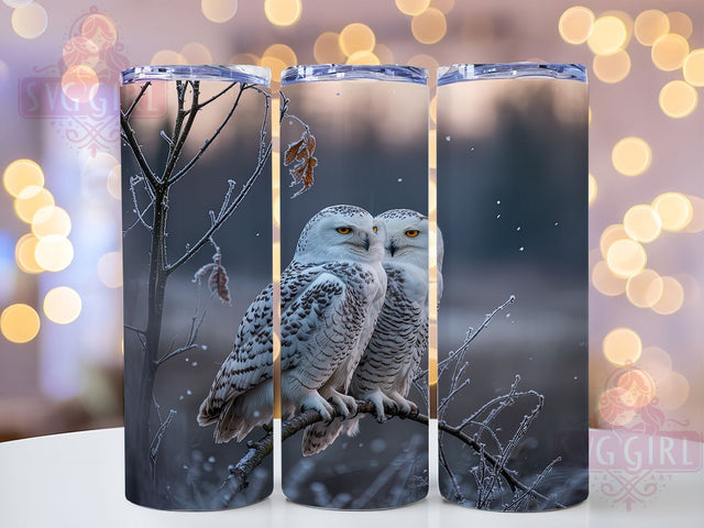 Snowy Winter Owl Tumbler, Winter Owl Wrap, 20oz Tumbler Sublimation, Woodland Bird Design, Frosty Animal Sublimation, Cozy Winter Tumbler, Arctic Owl Wrap Sublimation SvggirlplusArt 