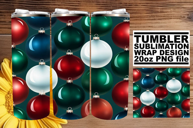 Snowy Winter Tumbler Wrap - 3D Ornaments 20oz Sublimation afrosvg 