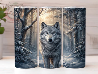 Snowy Wolf Sunrise 20oz Tumbler, Snowy Wolf, Wolf Sunrise, Snowy Wolf Sunrise, Wolf Tumbler, 20oz Tumbler, Sunrise Tumbler, Tumbler Wrap Sublimation Lara' s Designs 