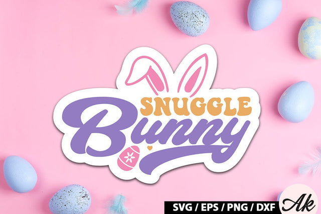 Snuggle bunny Retro Sticker SVG akazaddesign 