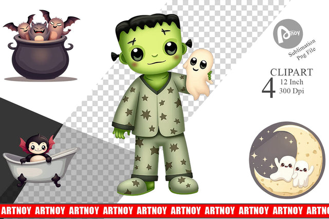 Snuggle Spooky Squad Clipart Sublimation artnoy 