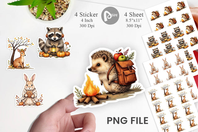 Snuggly Fall Critters Sticker Sublimation artnoy 