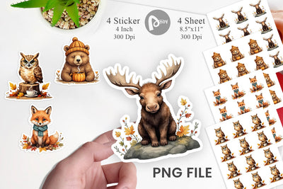 Snuggly Fall Critters Sticker Sublimation artnoy 