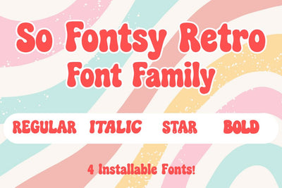 So Fontsy Retro Font Family | 4 Font Bundle | Groovy Retro Fonts for Cricut | Installable Digital Fonts for Crafters Designers Font So Fontsy VIP Design Shop 