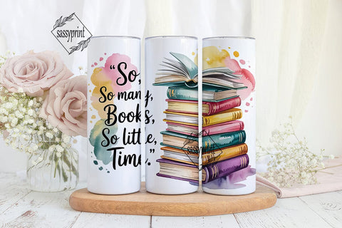 So Many Books Tumbler Wrap Sublimation sassyprint 