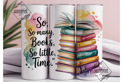 So Many Books Tumbler Wrap Sublimation sassyprint 