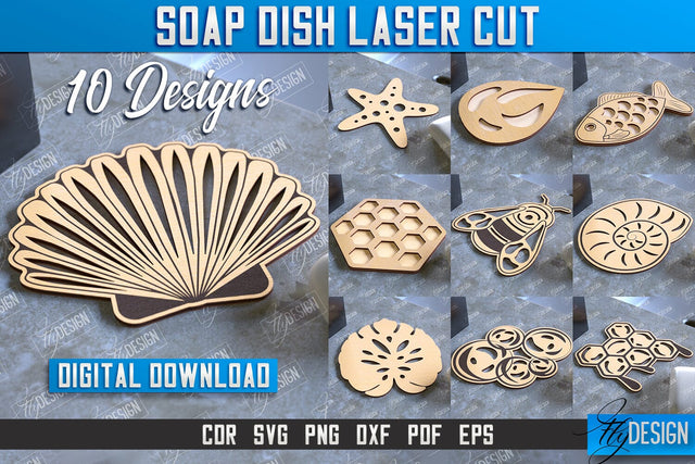 Soap Dish Laser Cut Bundle | Soap Holder | Bathroom Accessories | CNC File SVG Fly Design 