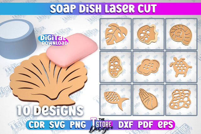 Soap Dish Laser Cut Bundle | Soap Holder | Bathroom Accessories | CNC File SVG The T Store Design 