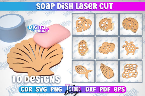 Soap Dish Laser Cut Bundle | Soap Holder | Bathroom Accessories | CNC File SVG The T Store Design 