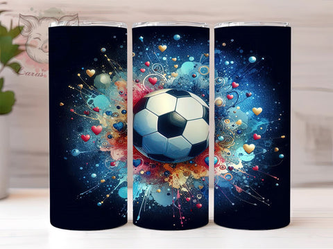 Soccer 20 oz Skinny Tumbler Sublimation Design, Straight & Tapered Tumbler Png, Soccer Ball Tumbler Png, Digital Download PNG Sublimation Lara' s Designs 