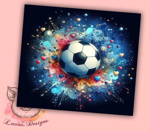 Soccer 20 oz Skinny Tumbler Sublimation Design, Straight & Tapered Tumbler Png, Soccer Ball Tumbler Png, Digital Download PNG Sublimation Lara' s Designs 