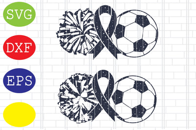 Soccer Awareness and Pom Svg, Soccer Ball, Cheerleader Svg, Jpg, Eps, Dxf Files SVG DigitalSvgFiles 